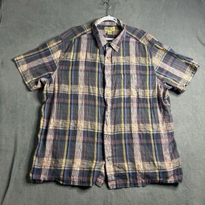 Orton Brothers Shirt Mens Size 3XL Short Sleeve‎ Button Down Plaid Lightweight
